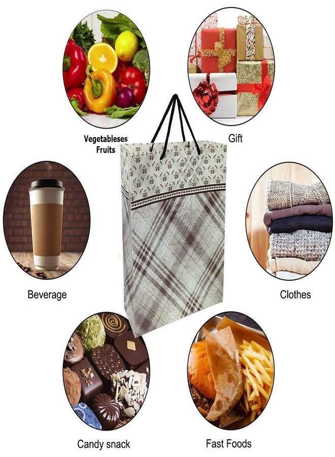 Aakriti Designer Paper Gift Bags Pack of 25 | 8.5 x 7.9 x 3 Inch | Elegant Beige & Brown Pattern | Reusable Bags with Handles for Weddings, Parties, Return Gifts & Boutique Packaging - Image 3